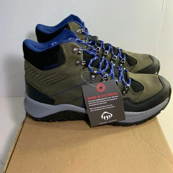 8021. NEW! Wolverine Boots Black/Green/Gray-US 12 Mens - Picture 1 of 5